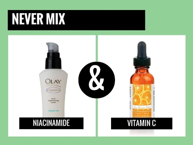 never mix vitamin c with niacinamide