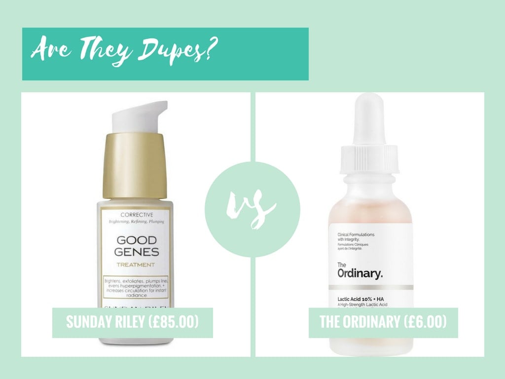 the ordinary lactic acid dupe sunday riley good genes