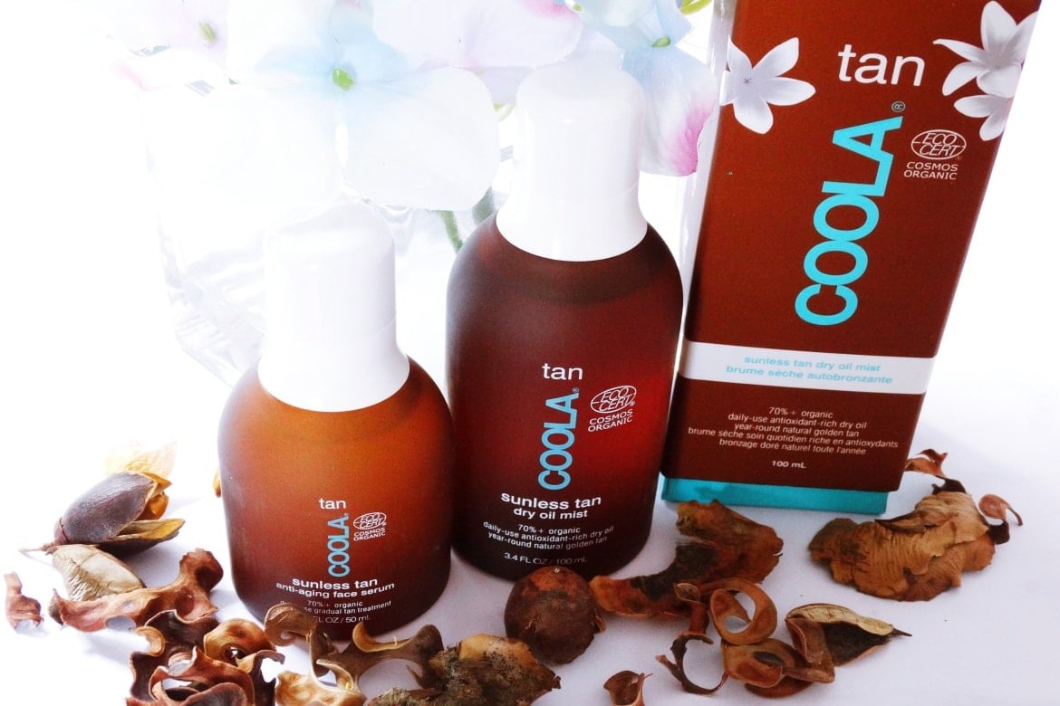 coola sunless tan anti aging face serum and dry oil mist