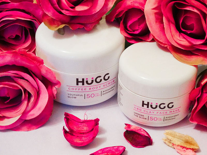 hugg cbd clay face mask and coffee body scrub